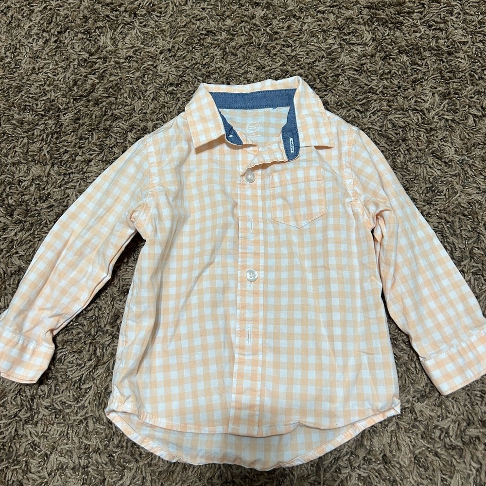 Wonder Nation Orange Checkered Button Down Shirt